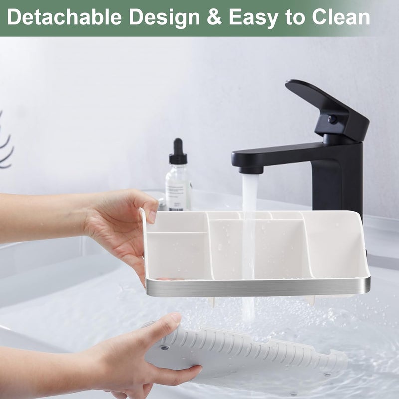 GFWARE Toothbrush Holders for Bathrooms Countertop Organizer - Kids Electric Toothbrush and Toothpaste Holder Detachable 7 Slots Tooth Brush Organization Bathroom Accessories Storage Vanity, Silver - Image 3